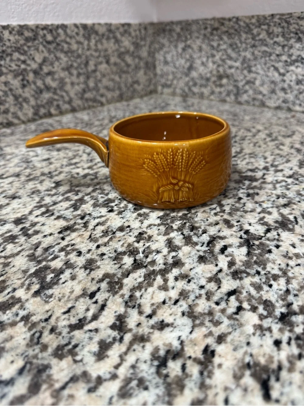 Franciscan Harvest Wheat Ceramic Handled Small Crock - Amber Brown